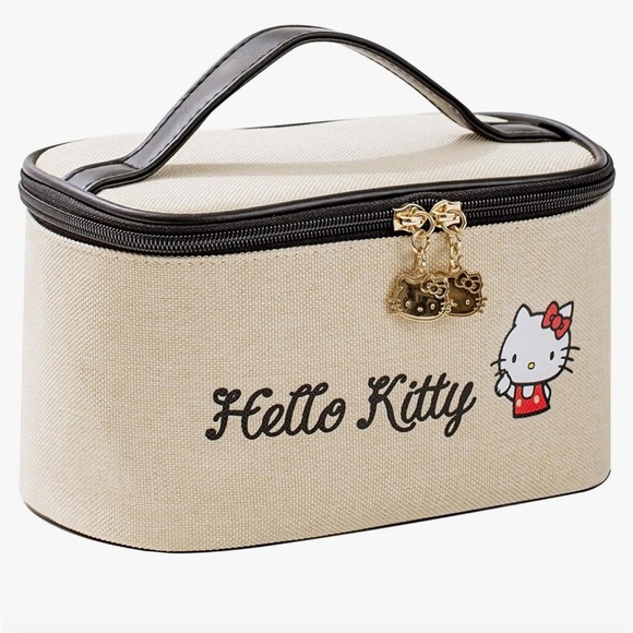 Hello Kitty Beige Cosmetic Bag train case travel bag - Picture 1 of 2